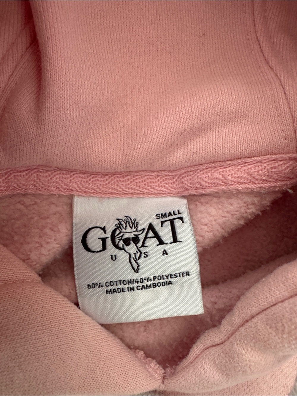 GOAT USA Pink Hooded Sweatshirt with Embroidered goat Motifs like new small - Picture 4 of 4